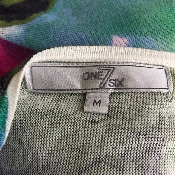 One 7 Six Tie Waist Floral Open Cardigan Rayon Corton Sweater Size Medium - Picture 3 of 4